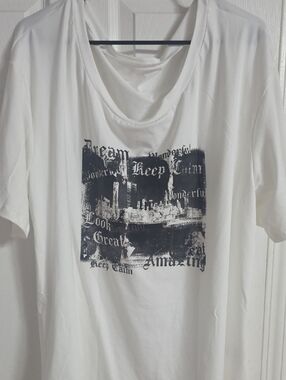 White Graphic Tee with Black Print